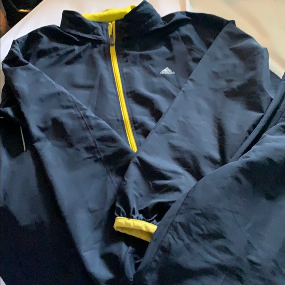 Navy and yellow rain suit by adidas Clima Proof